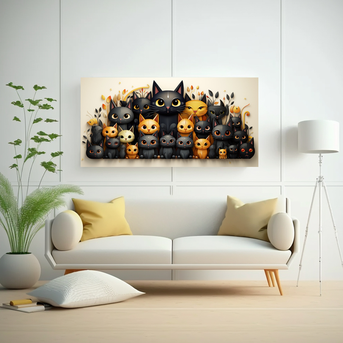 pinturas-de-decoraci-n-con-tema-de-gato-negro-1