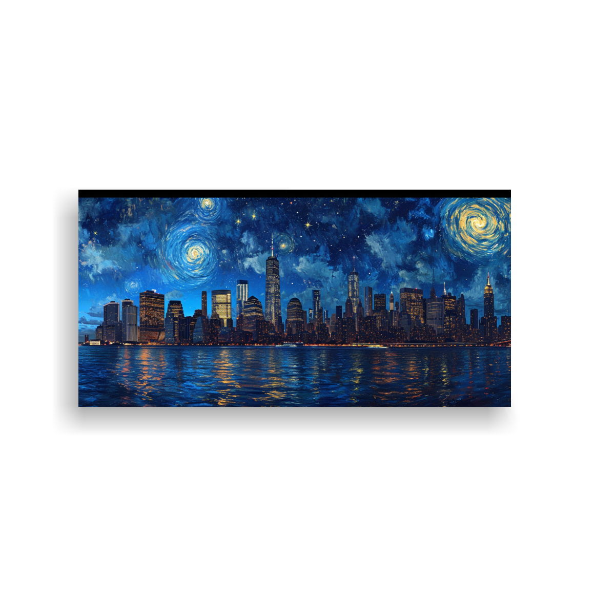 pinturas-de-decoraci-n-de-fine-art-calidos-enigmatico-con-vista-panor-mica-extra-ancha-de-la-noche-estrellada-sobre-el-horizonte-de-manhattan-