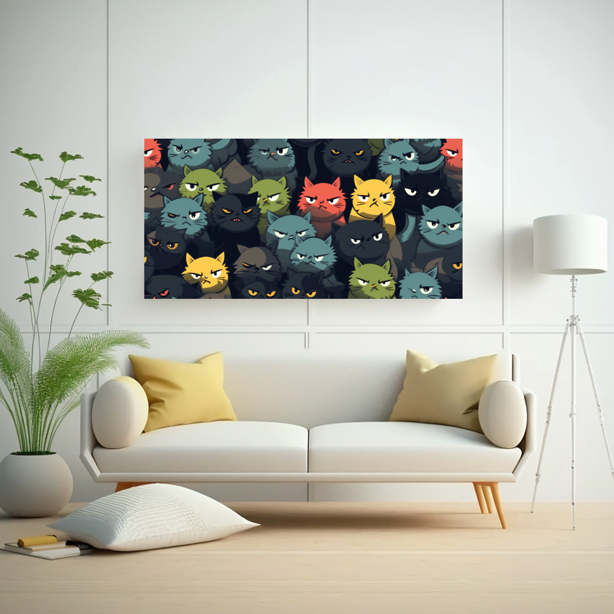 pinturas-de-decoraci-n-de-pared-con-gatos-enojados-lindos-y-elegantes-1