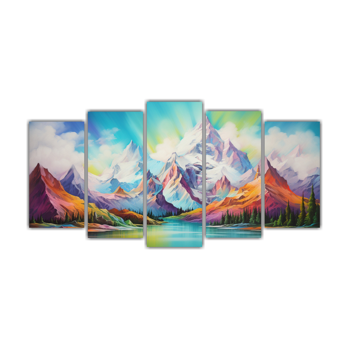 Pinturas De Decoración De Pared Con Tema De Montañas Y Arcoíris