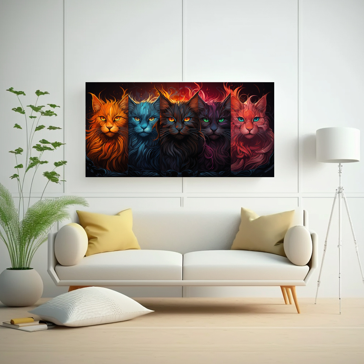 pinturas-de-decoraci-n-estilo-gatos-de-nueve-colores-con-ojos-amarillos-brillantes-1