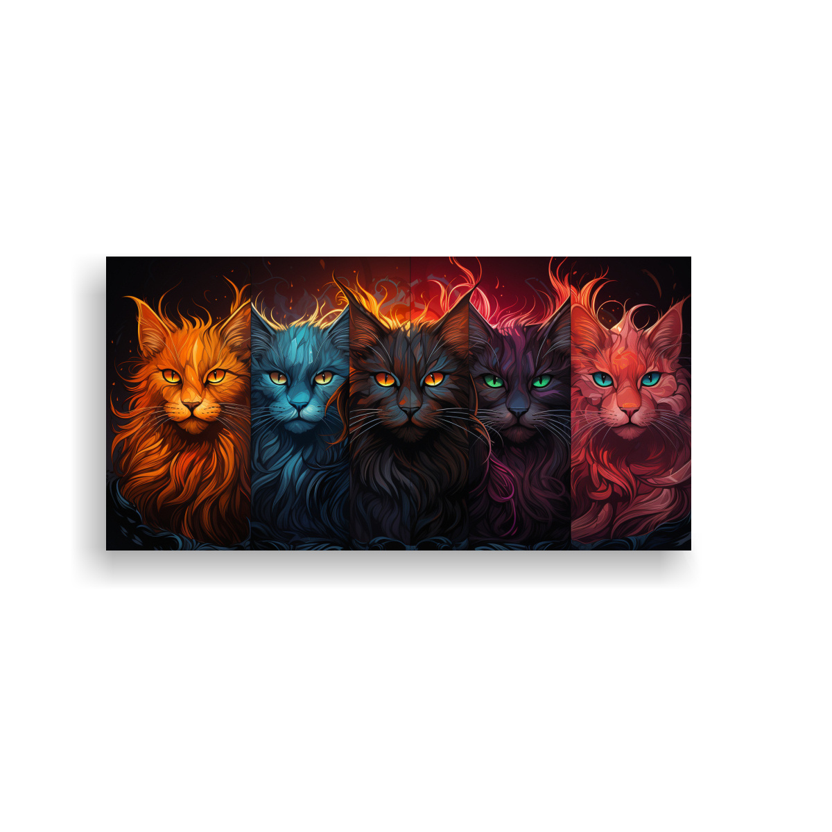 pinturas-de-decoraci-n-estilo-gatos-de-nueve-colores-con-ojos-amarillos-brillantes