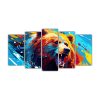 pinturas-de-decoraci-n-neo-pop-art-con-un-oso-pardo-en-colores-azul-y-dorado