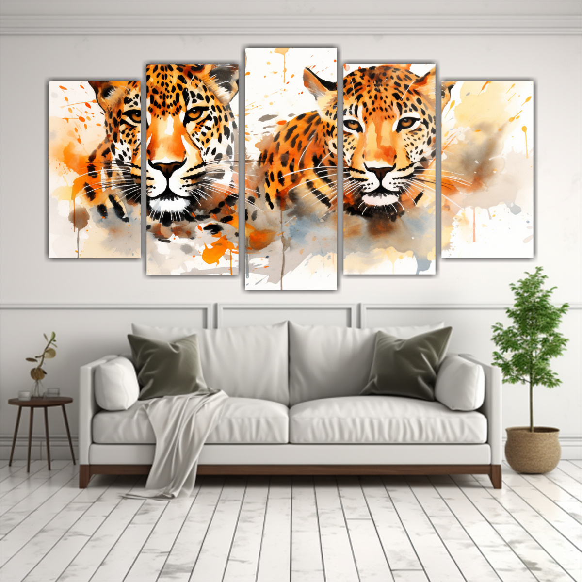 pinturas-de-leones-en-acuarela-y-colores-naranja-arte-neo-pop-1