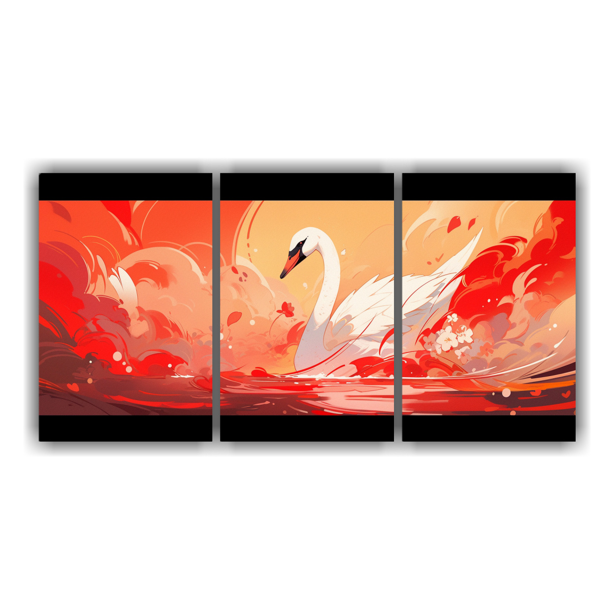 pinturas-de-pared-abstractas-cisne-vibrante-en-colores-rojos-arte-neo-pop-en-la-d-cada-