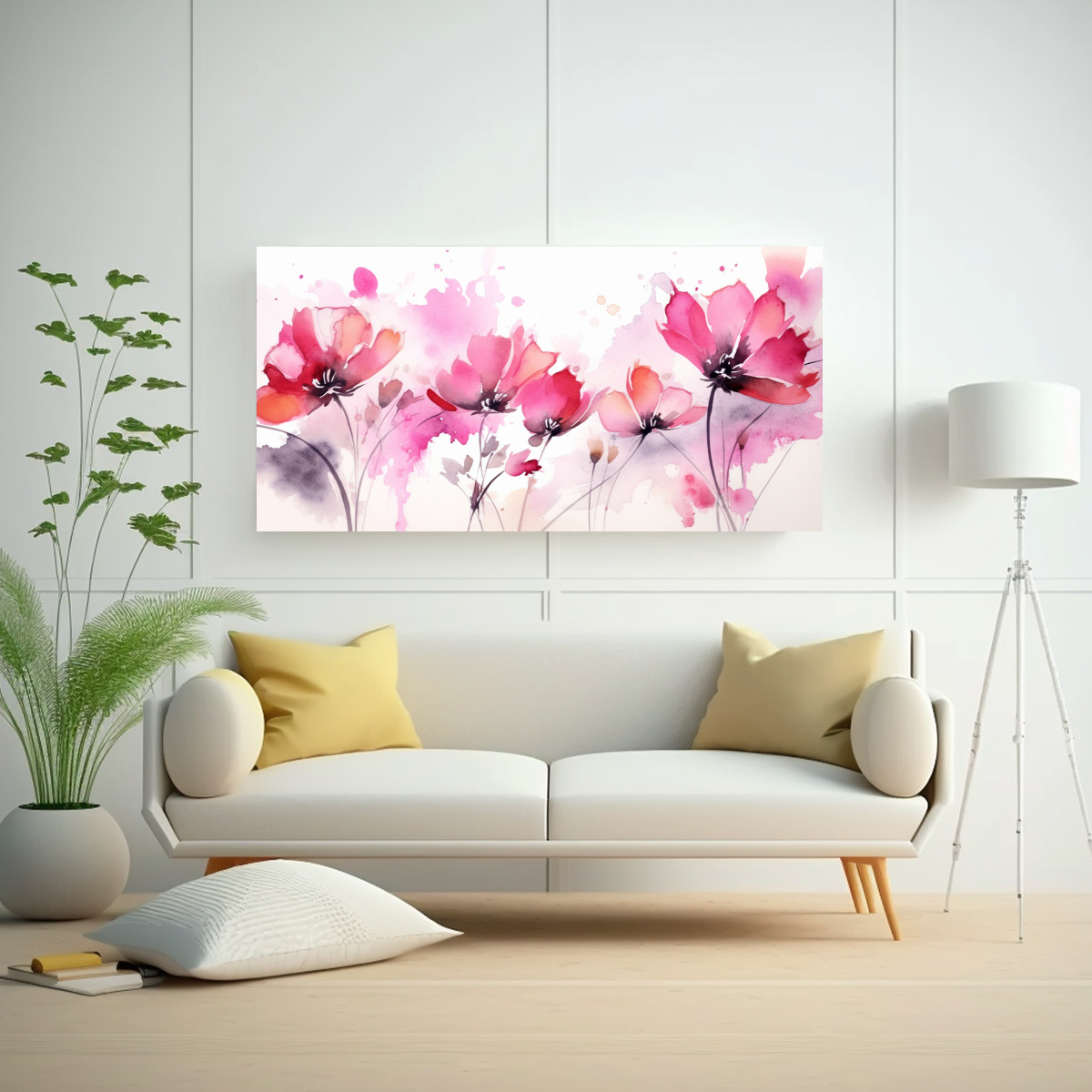 pinturas-de-pared-con-flores-rosas-en-estilo-acuarela-moderno-1