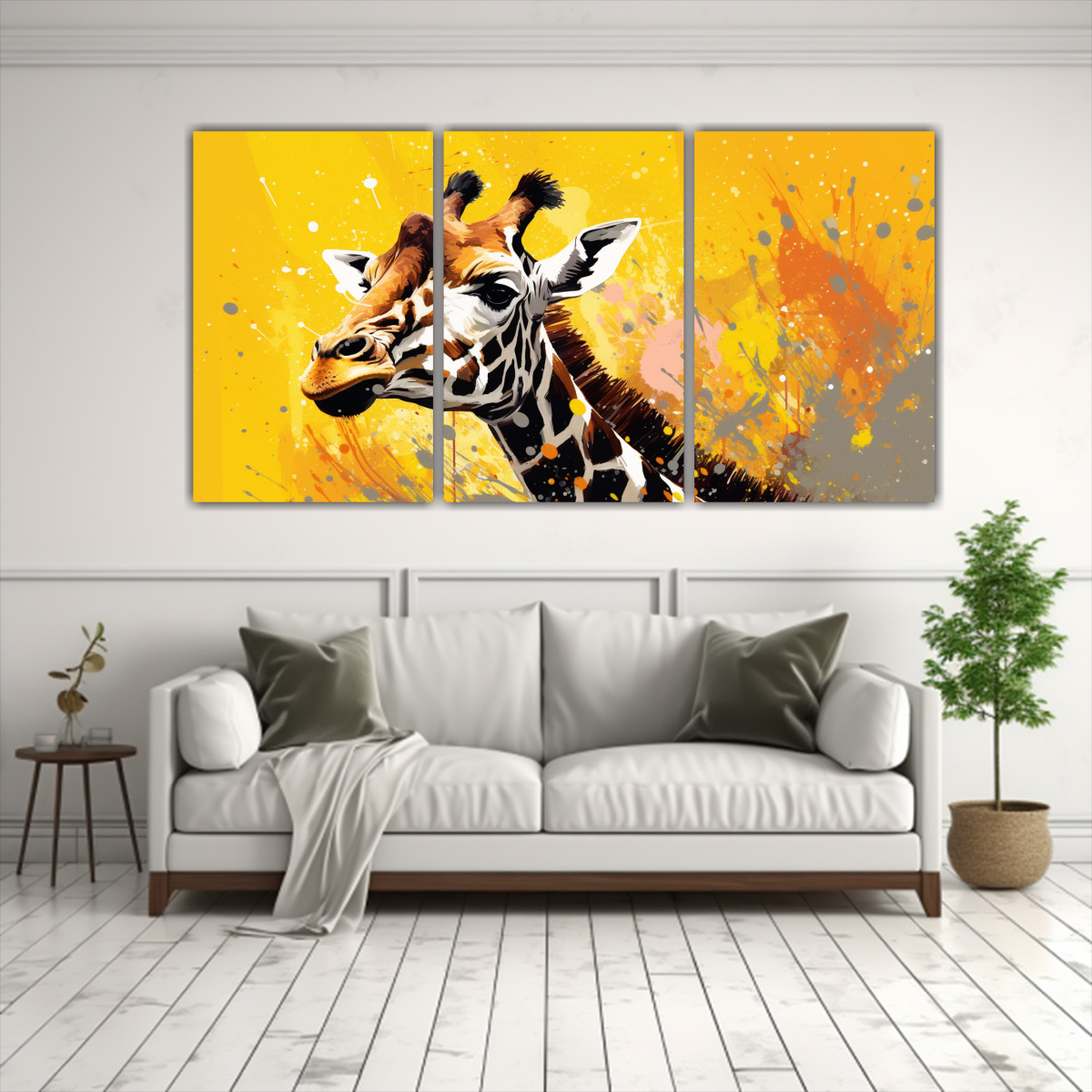 pinturas-de-pared-moderno-vision-a-safari-animales-en-colores-pastel-y-amarillo-1