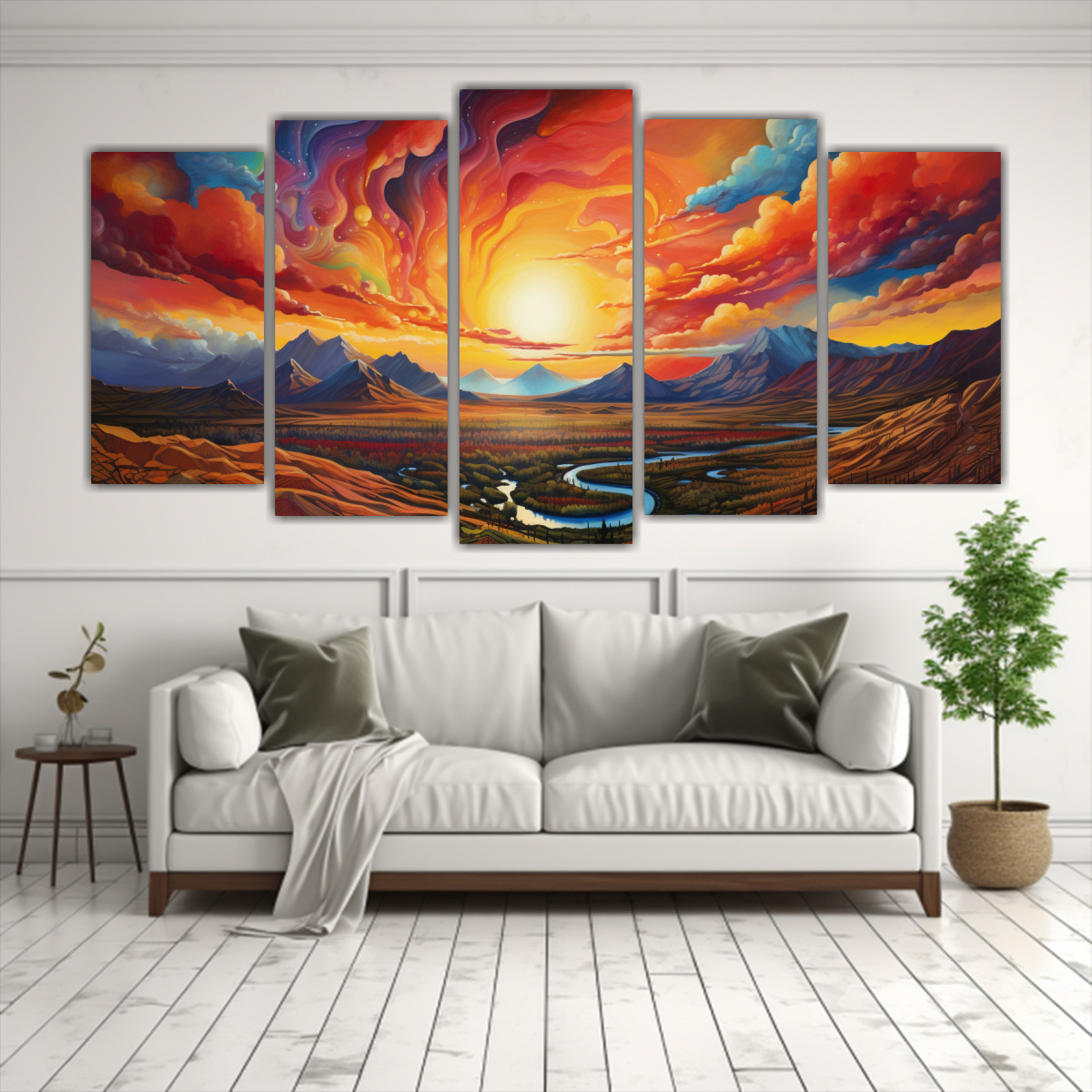 pinturas-decorativas-amanecer-y-atardecer-con-arco-ris-y-colores-naranja-1