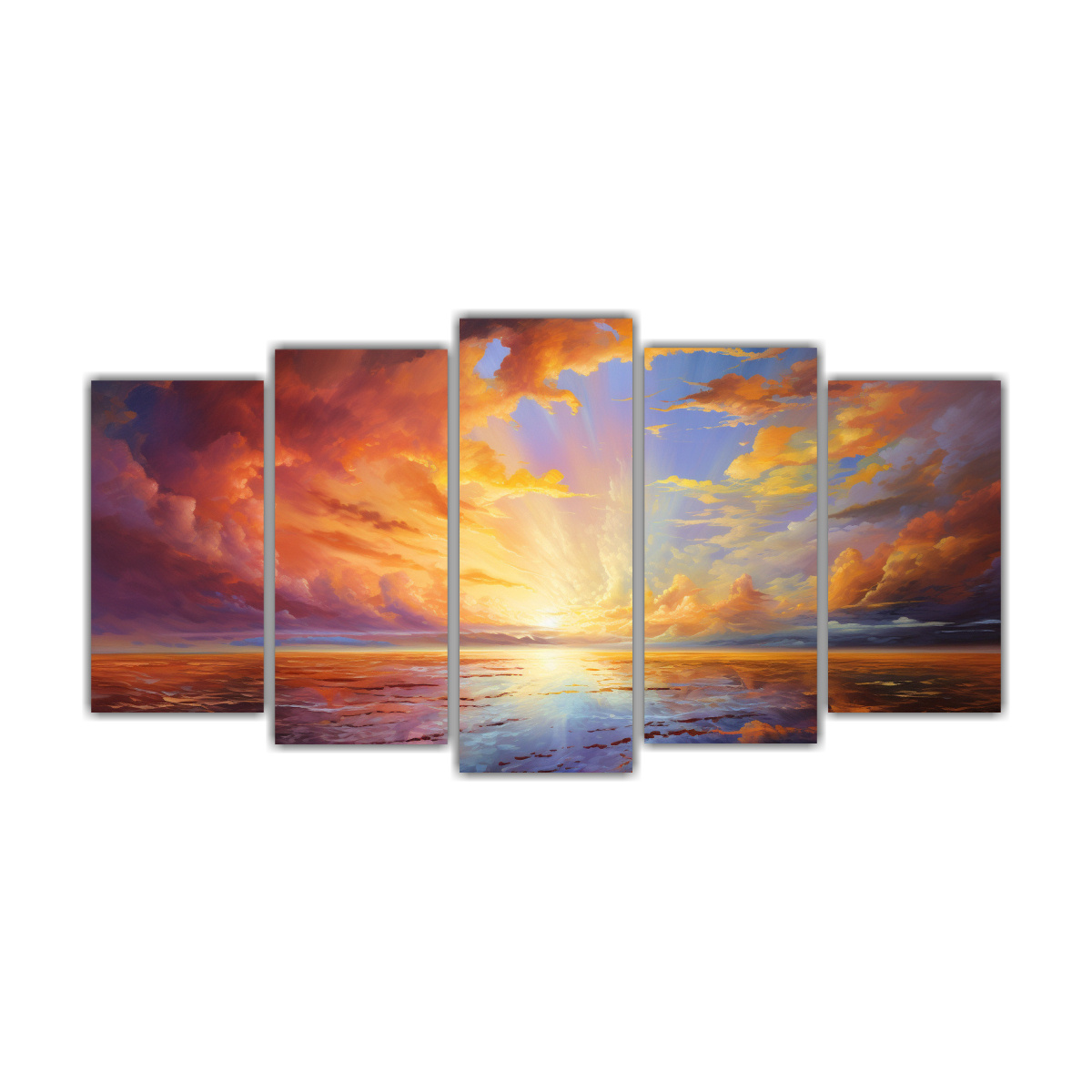 pinturas-decorativas-de-cielos-al-amanecer-y-atardecer-con-arco-ris-y-color-negro-