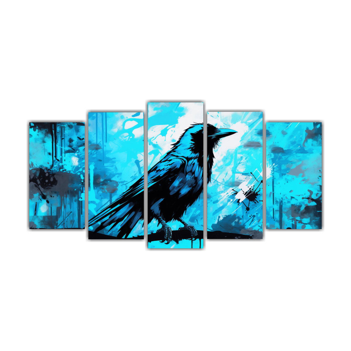 pinturas-decorativas-de-cuervos-y-cuervas-en-turquesa-y-negro