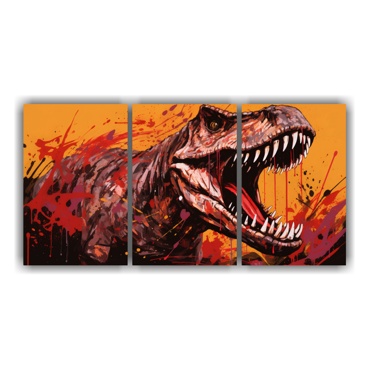 Pinturas Decorativas De Dinosaurios Legendarios En Colores Chocolate Y Vermillón.