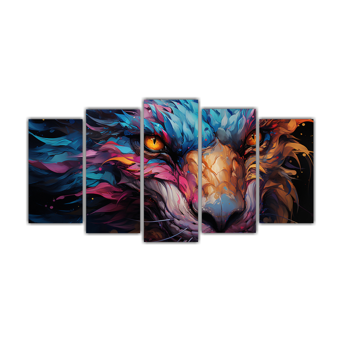 Pinturas Decorativas De Dragón En Tonos Poderosos En Un Ambiente Neonoir