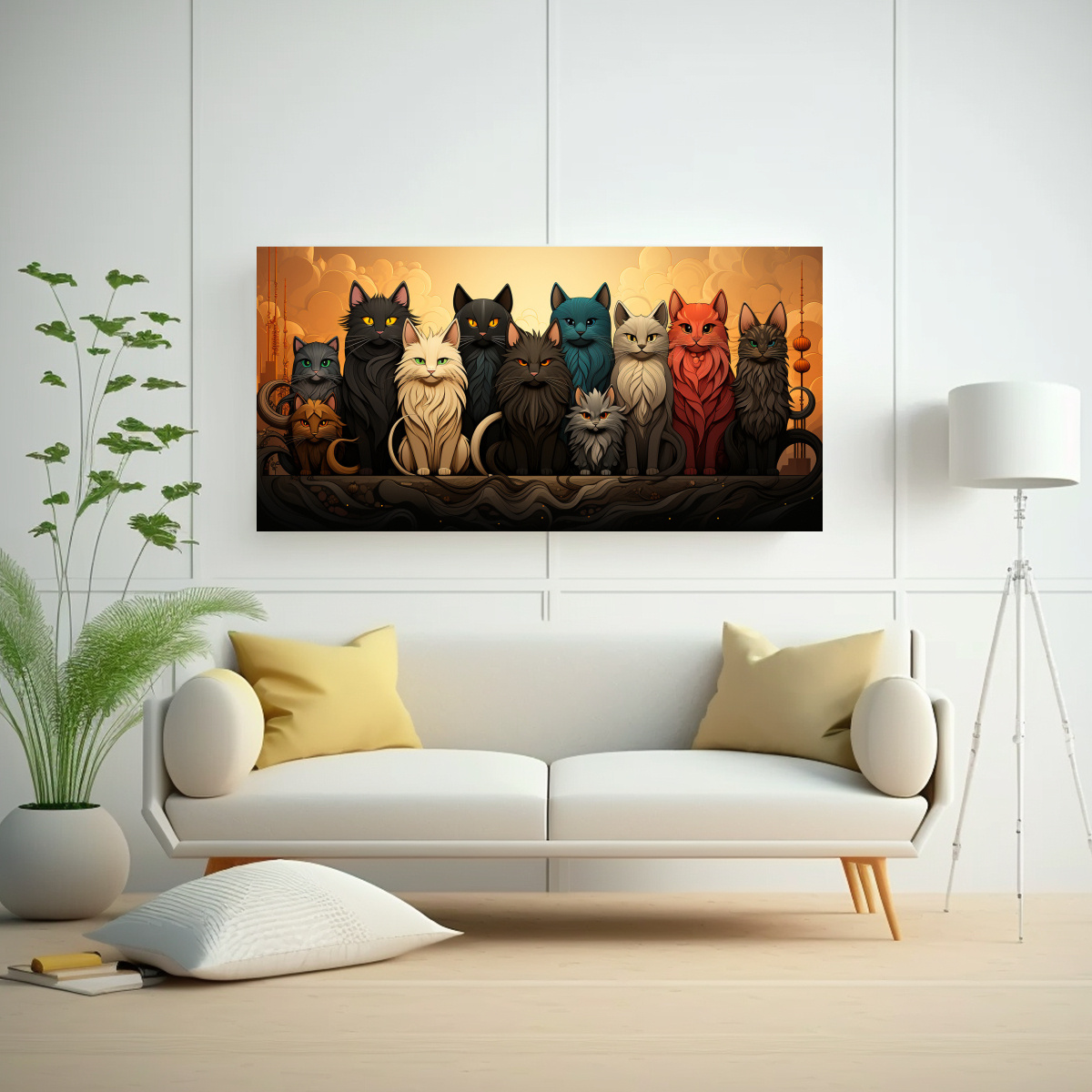 pinturas-decorativas-de-estilo-abstracto-cl-sico-con-grupo-de-gatos-1-1