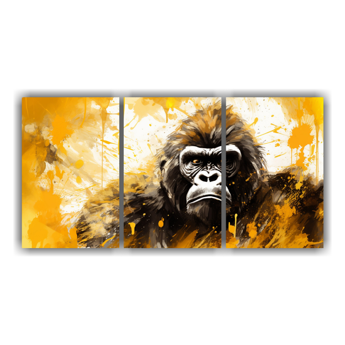 pinturas-decorativas-de-gorilas-dorados-en-estilo-neo-pop-art-