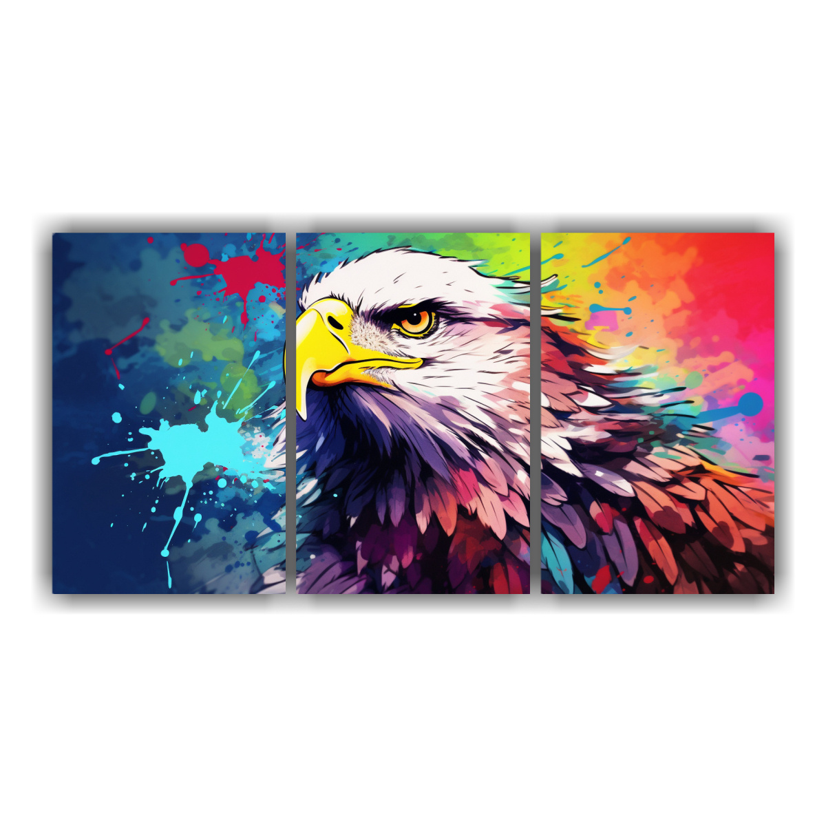 pinturas-decorativas-de-guila-en-colores-arco-ris-y-azul-pop-art-neo