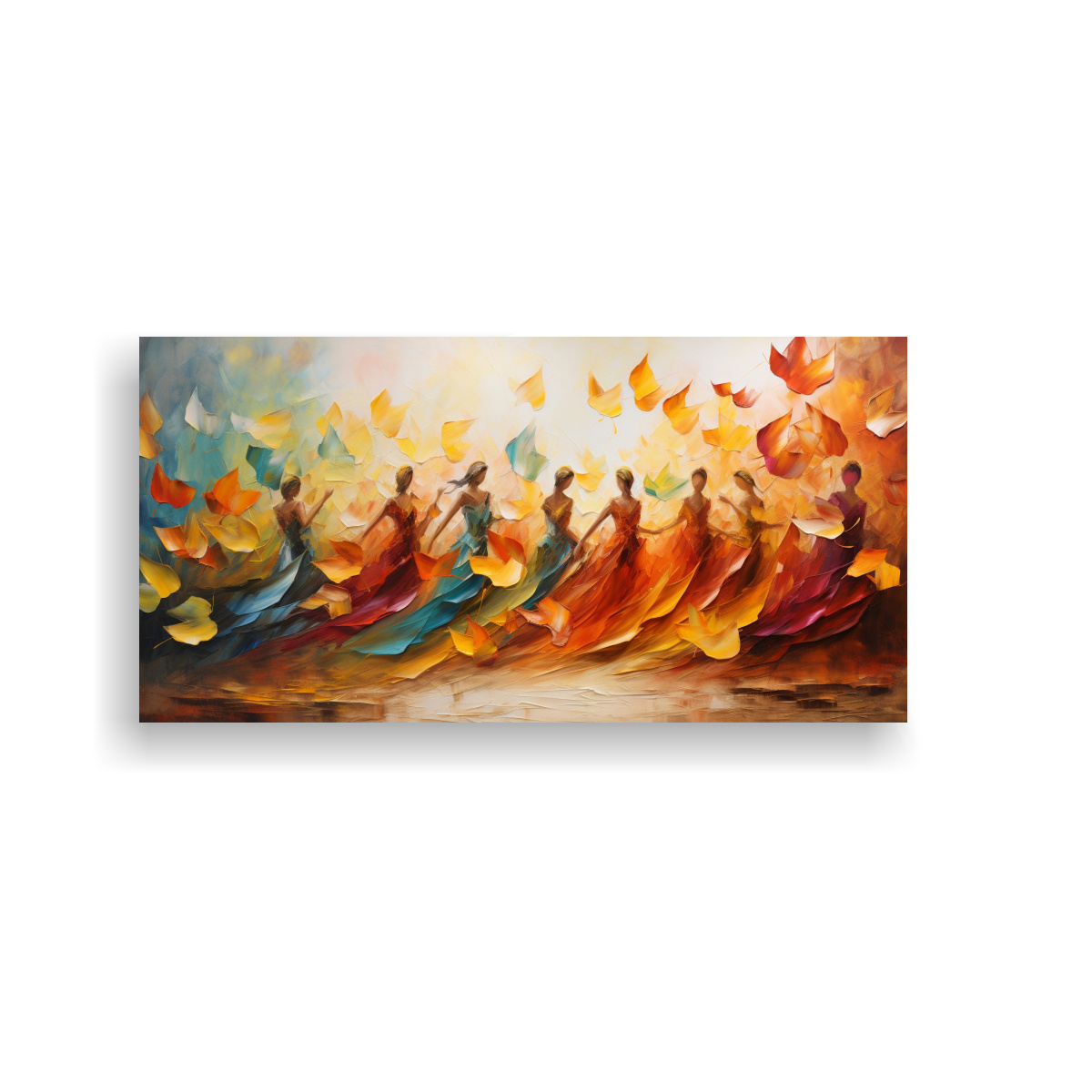 Cuadro Decorativo Otoño Con Baile De Hojas Abstracto - DecoCuadros