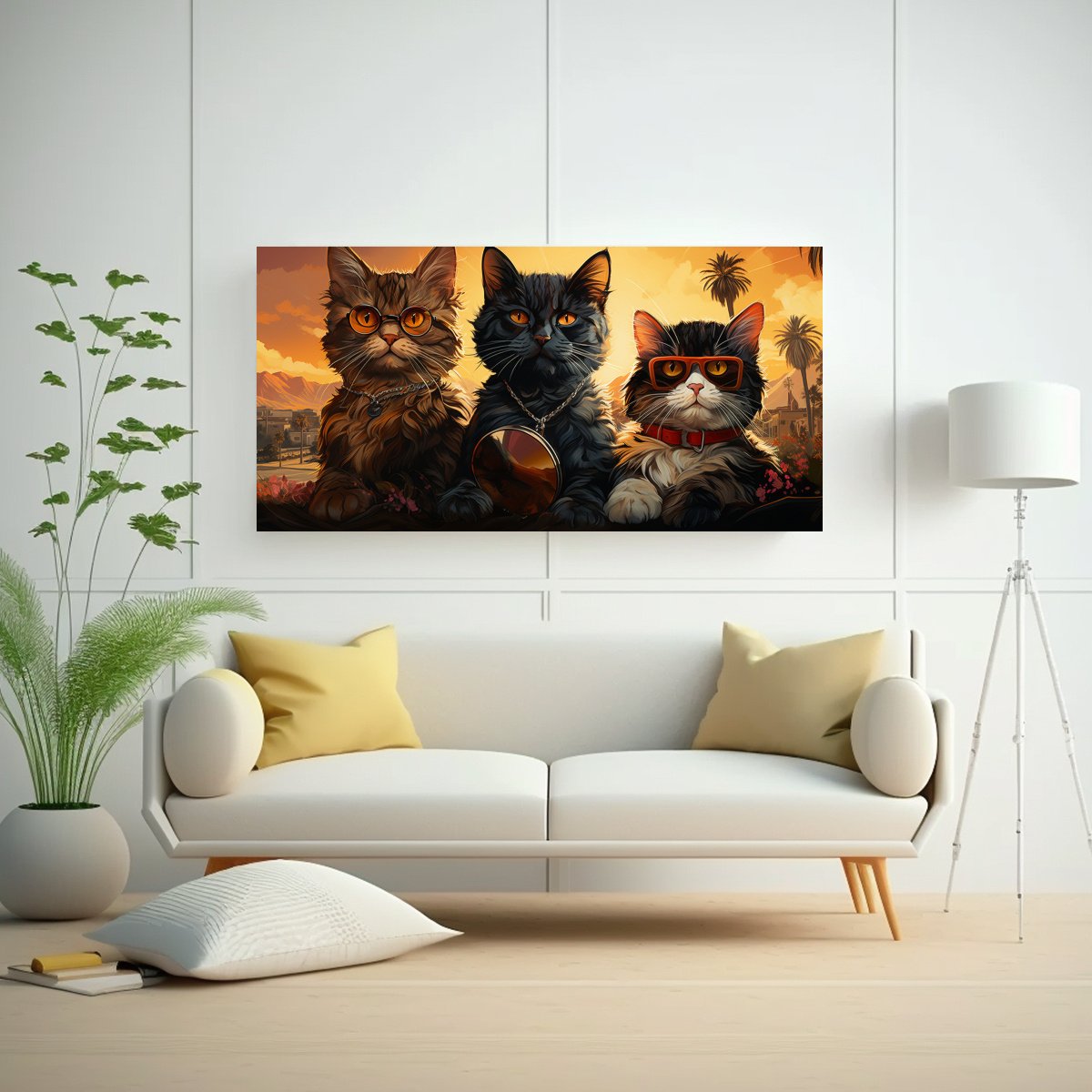 pinturas-decorativas-de-pared-con-adorables-gatitos-de-california-estilo-cartoon-retro-1