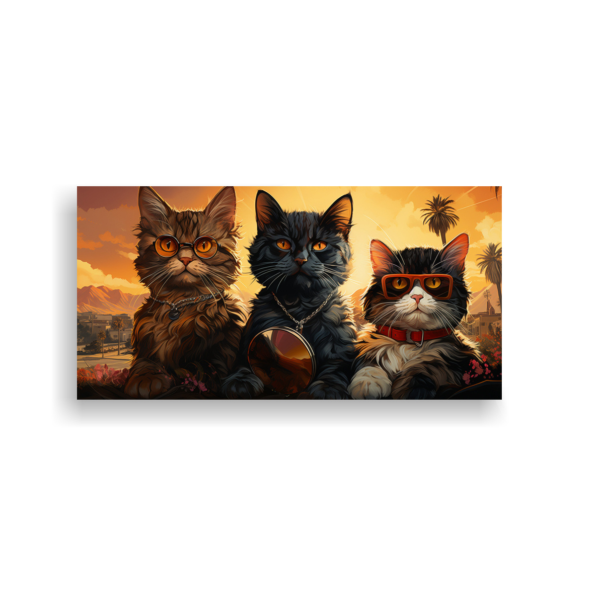 pinturas-decorativas-de-pared-con-adorables-gatitos-de-california-estilo-cartoon-retro