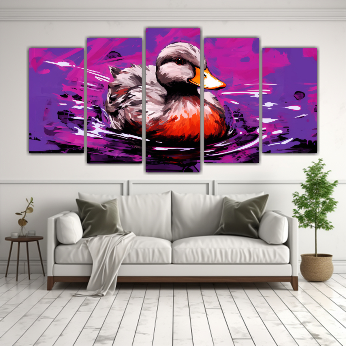 pinturas-decorativas-de-patos-en-colores-p-rpura-y-rojo-estilo-neo-pop-art-1