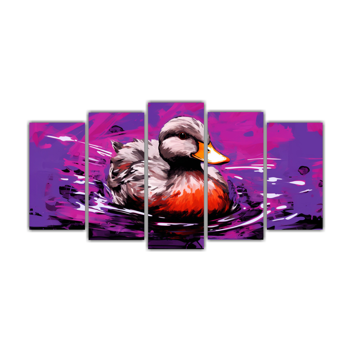 pinturas-decorativas-de-patos-en-colores-p-rpura-y-rojo-estilo-neo-pop-art