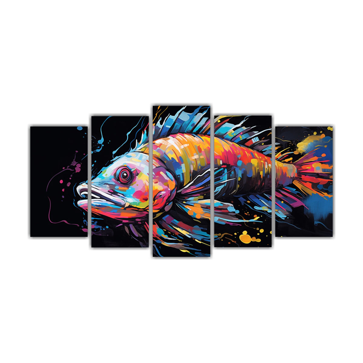 pinturas-decorativas-de-un-pez-drag-n-en-colores-vibrantes-y-negro