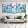pinturas-decorativas-en-estilo-estilo-leo-con-flores-de-diente-de-le-n-en-p-rpura-y-turquesa-1