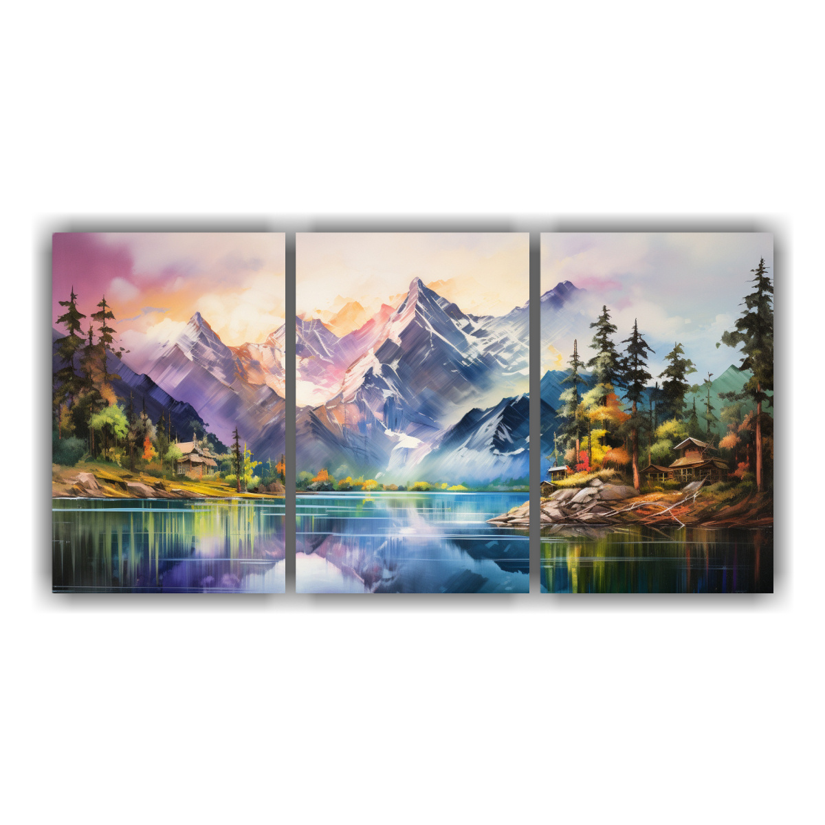 pinturas-decorativas-originales-monta-as-junto-al-lago-con-arco-ris-