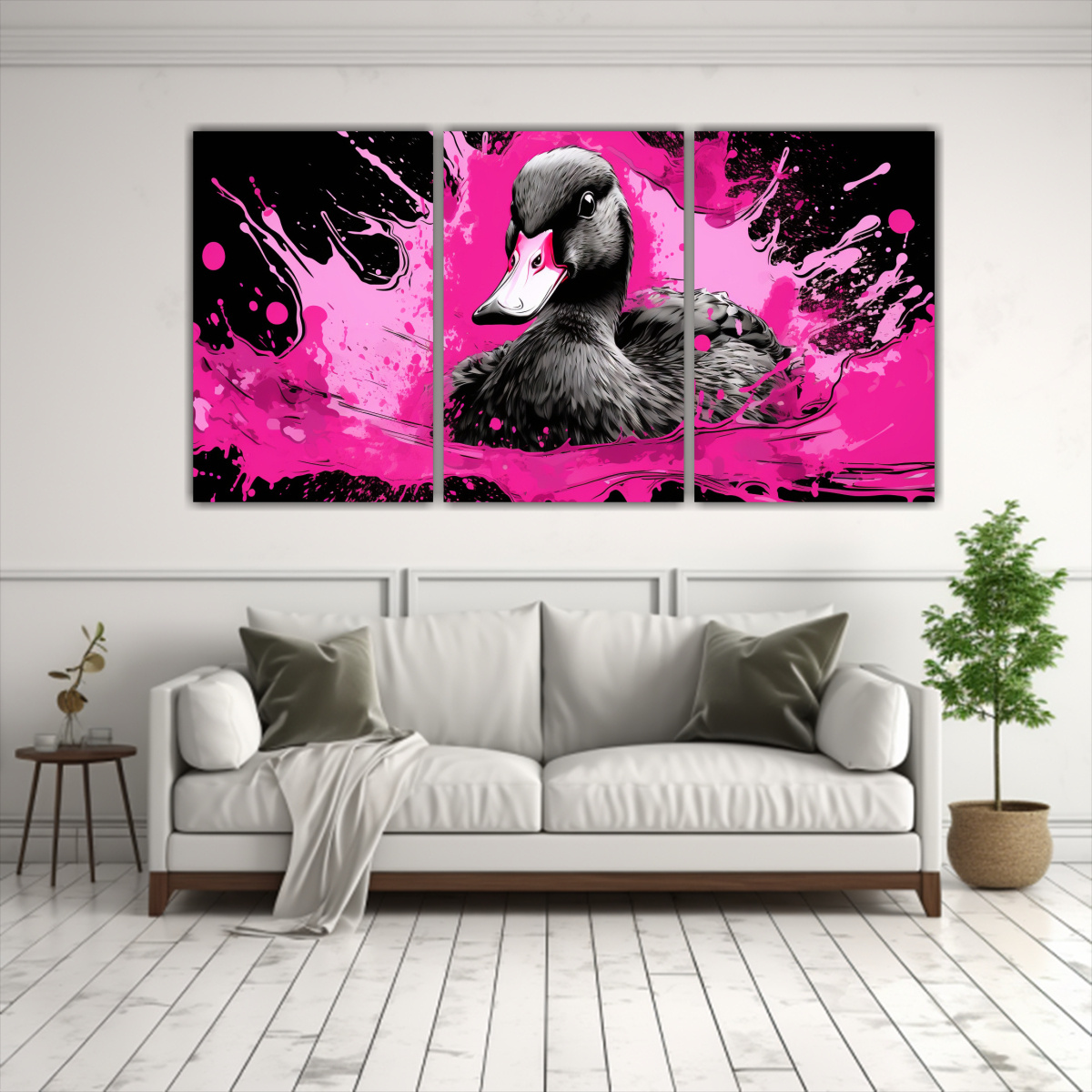 pinturas-decorativas-patos-en-negro-y-rosa-neo-pop-arte-1