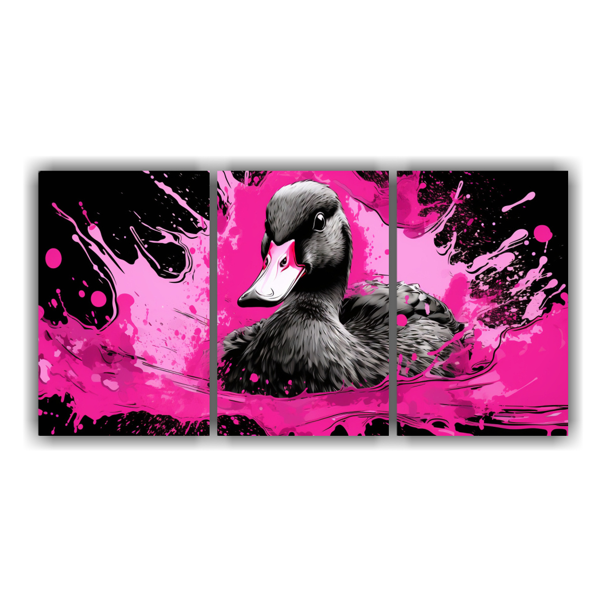 pinturas-decorativas-patos-en-negro-y-rosa-neo-pop-arte