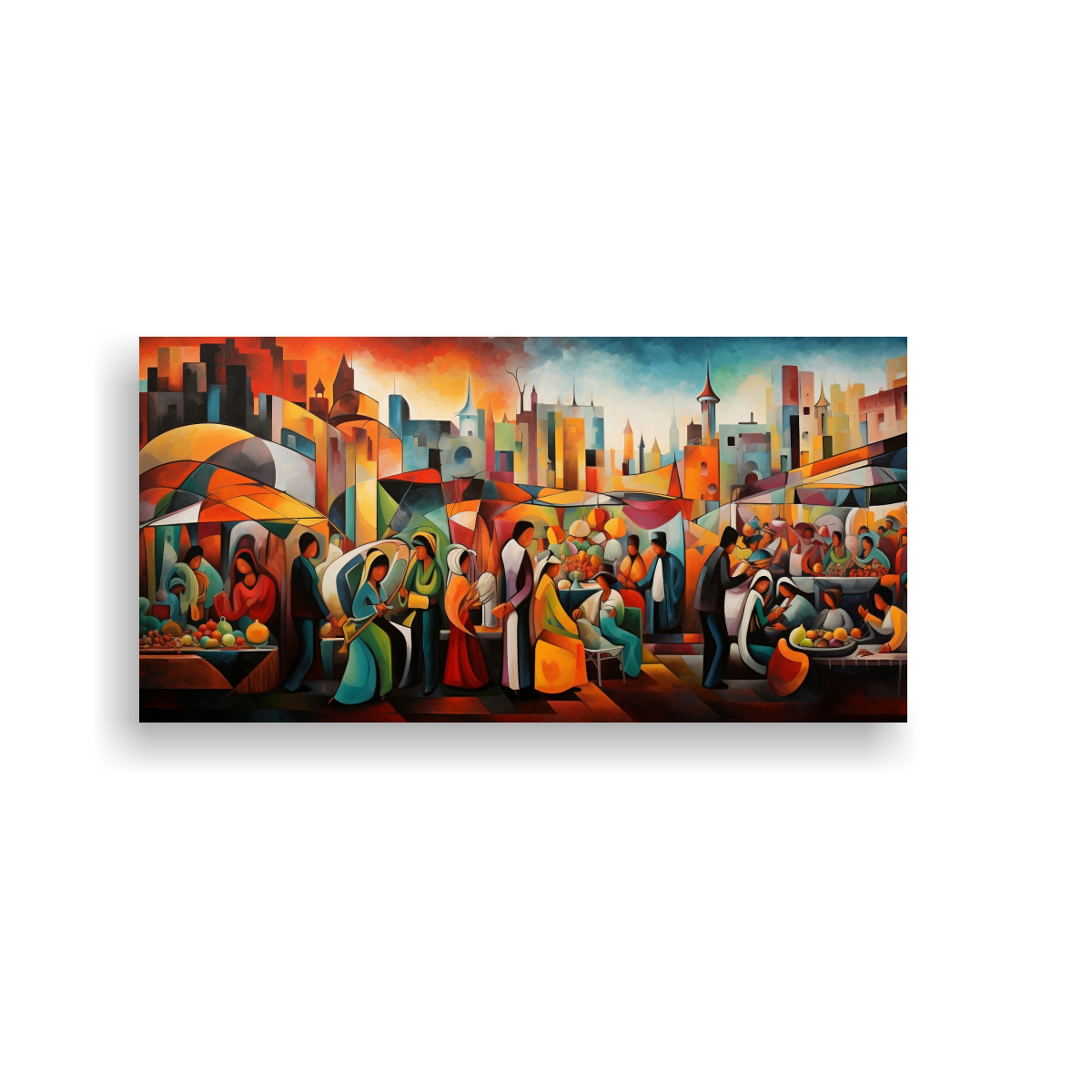 pinturas-decorativas-representando-escena-de-mercado-animado