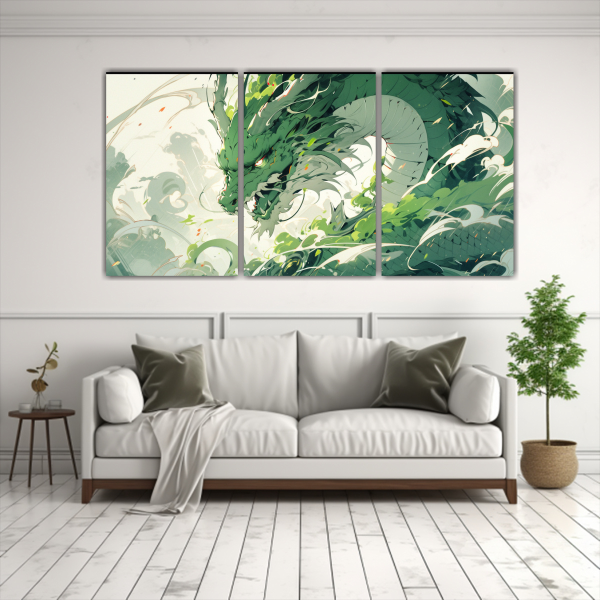 pinturas-decorativas-tela-en-bastidor-con-textura-de-drag-n-en-verde-y-blanco-1