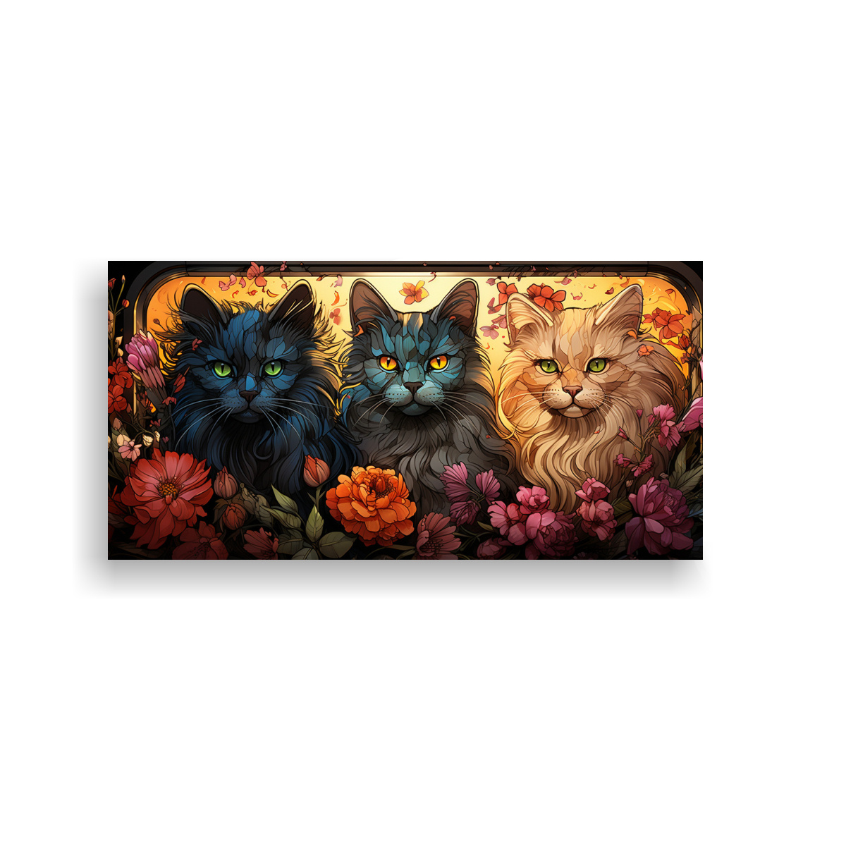 Pinturas Digitales De Vidrieras De Gatos Adorables Con Temática De Arte Conceptual