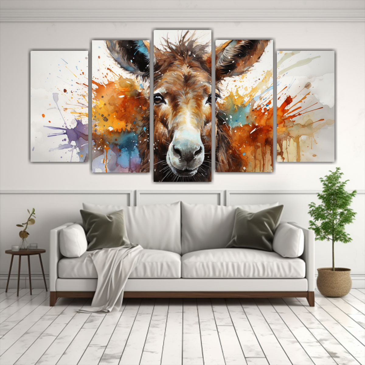 pinturas-en-lienzo-armon-a-crom-tica-estilo-acuarelas-burro-colorido-1