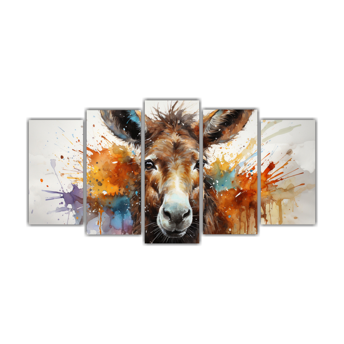 pinturas-en-lienzo-armon-a-crom-tica-estilo-acuarelas-burro-colorido