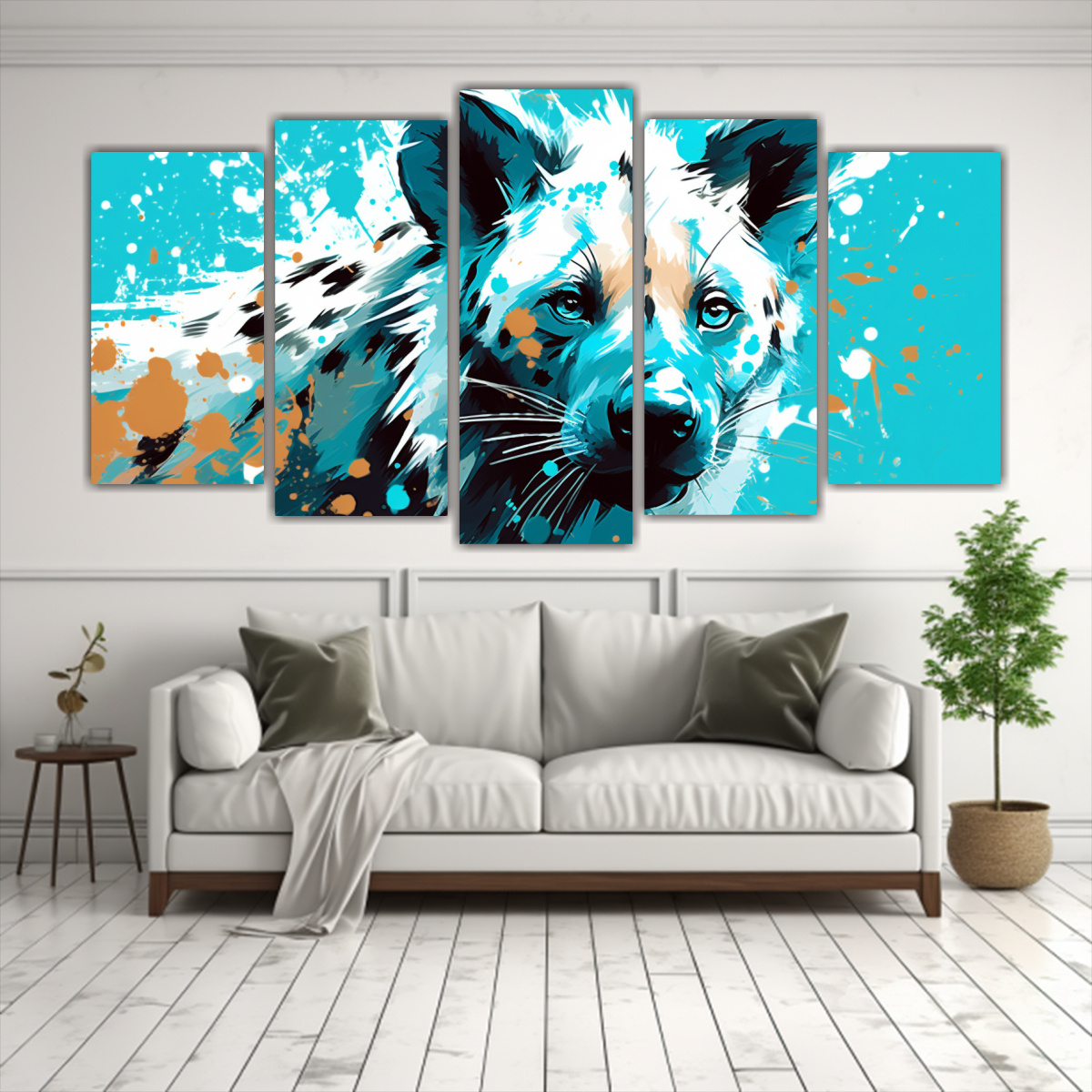 pinturas-en-lienzo-hiena-en-blanco-y-turquesa-formaci-n-neo-pop-art-1-1
