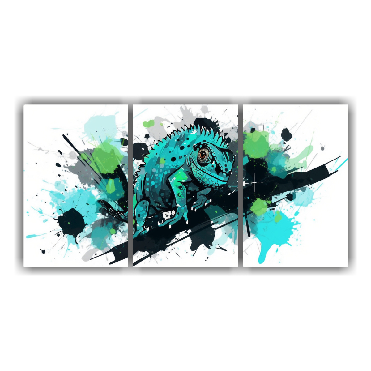 pinturas-neo-pop-arte-chameleons-en-turquesa-y-negro-intensifican-decoraci-n-