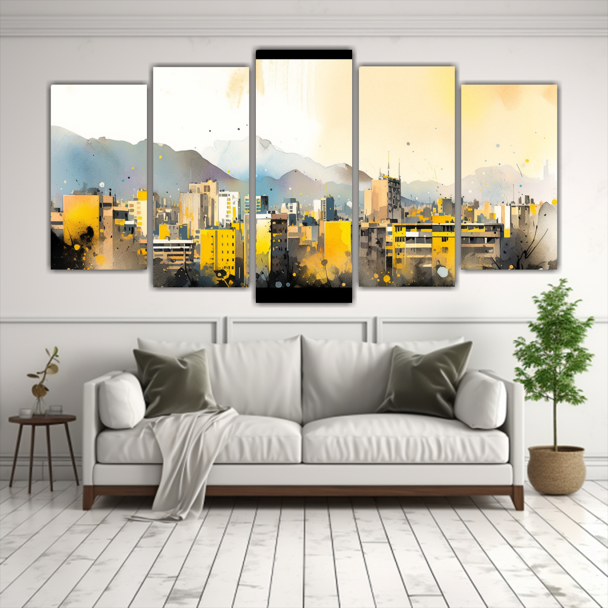 pinturas-vintage-en-acuarela-de-santiago-en-chile-con-toques-amarillos-1