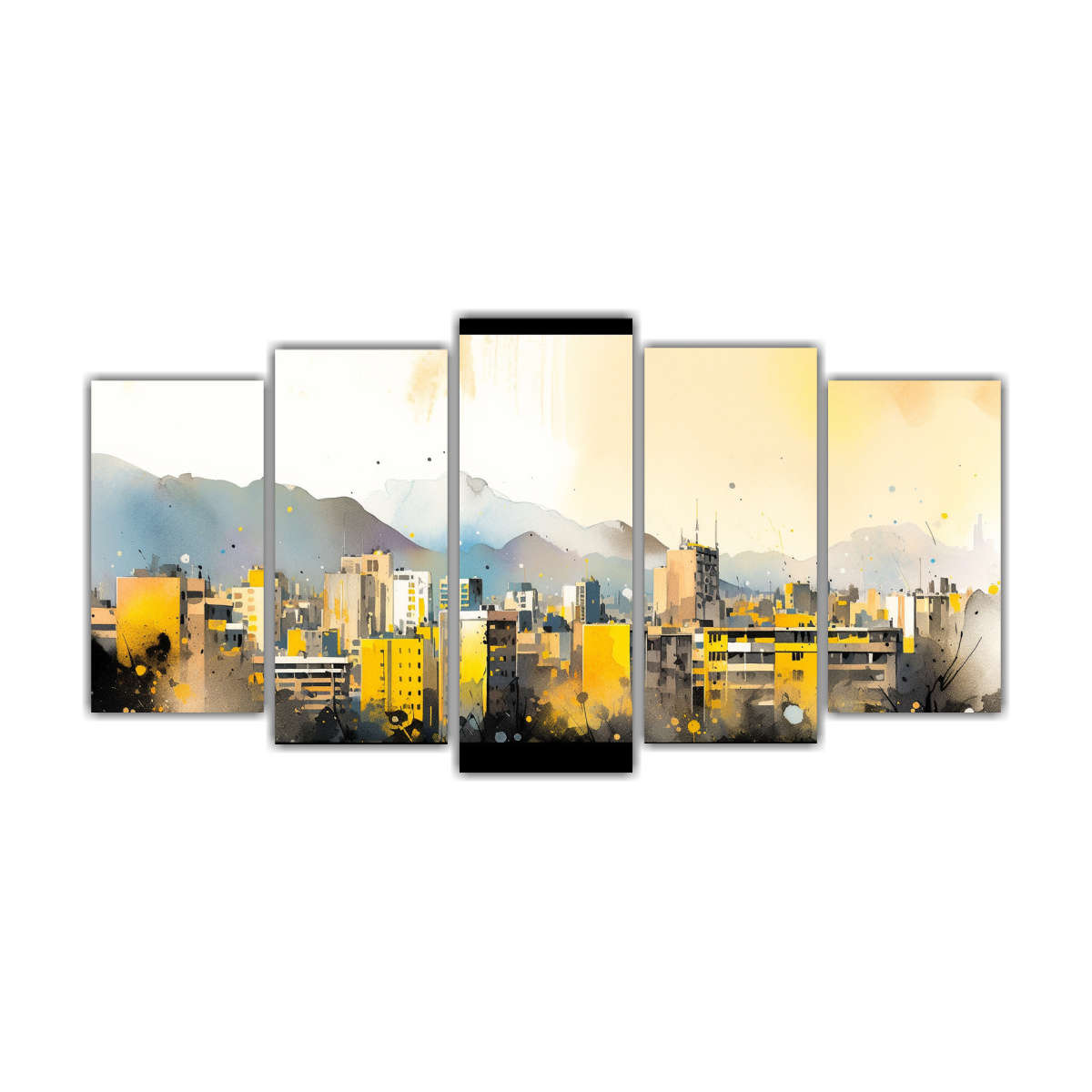 pinturas-vintage-en-acuarela-de-santiago-en-chile-con-toques-amarillos