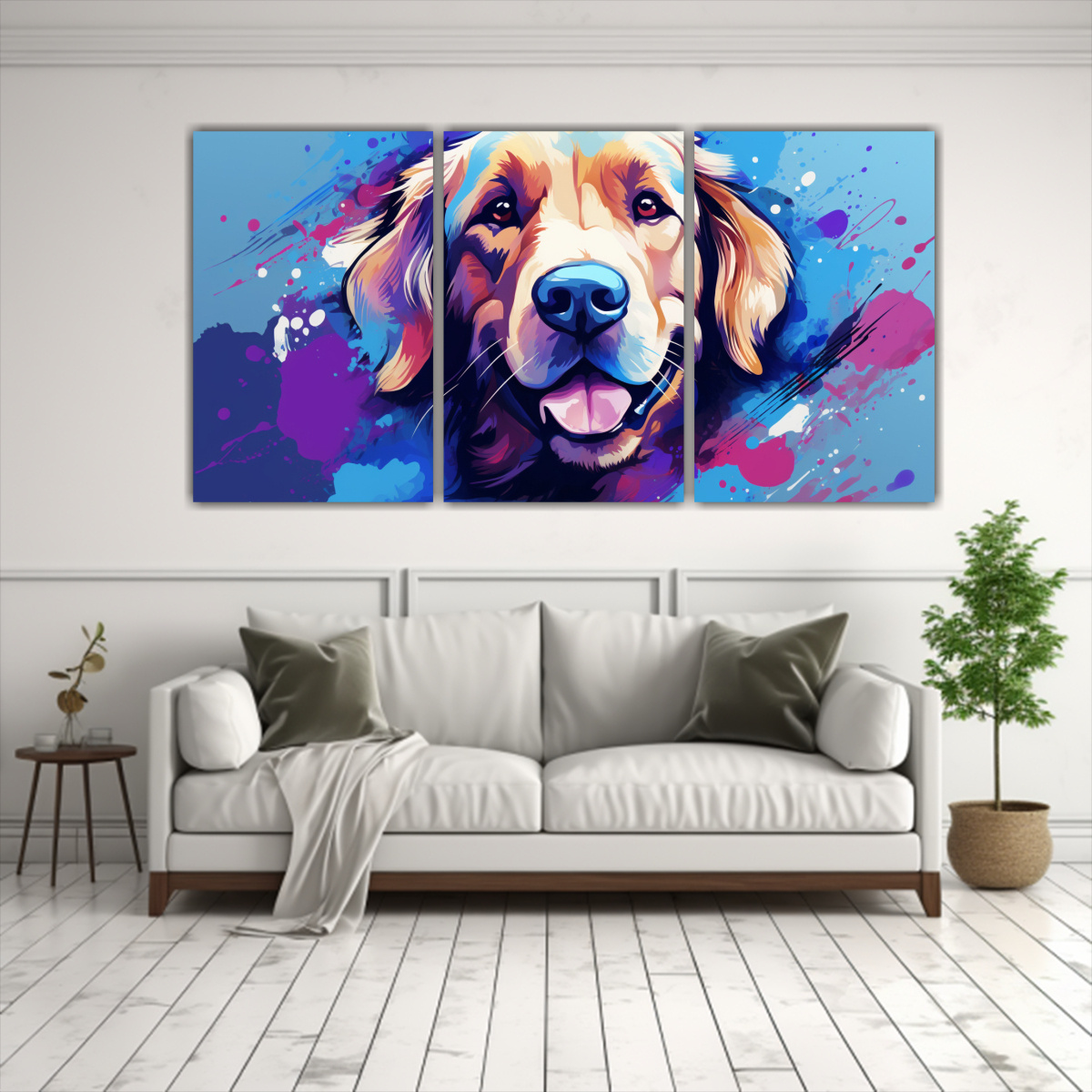 retriever-en-colores-vibrantes-y-azules-neo-pop-art-en-tres-telas-canvas-1