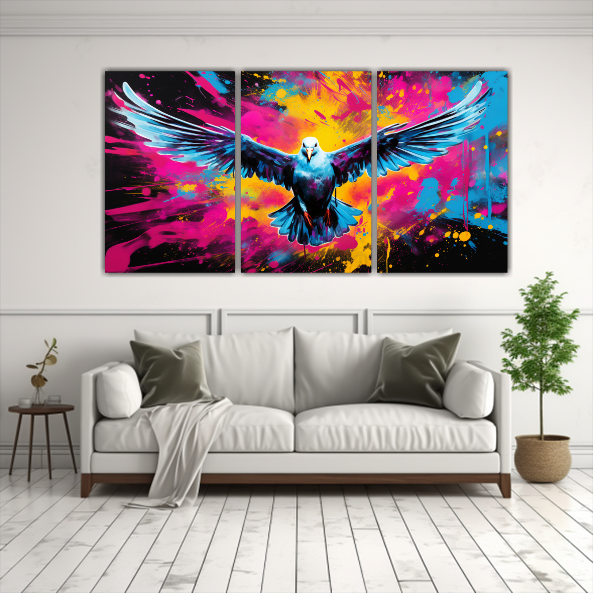tr-ptico-lienzos-tela-modernos-paloma-en-colores-vibrantes-y-negro-arte-pop-neo-1