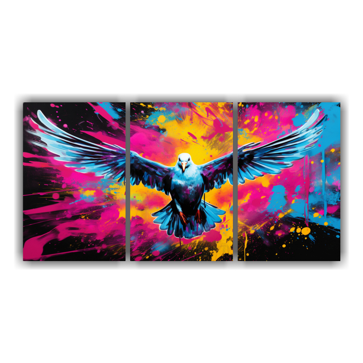 tr-ptico-lienzos-tela-modernos-paloma-en-colores-vibrantes-y-negro-arte-pop-neo