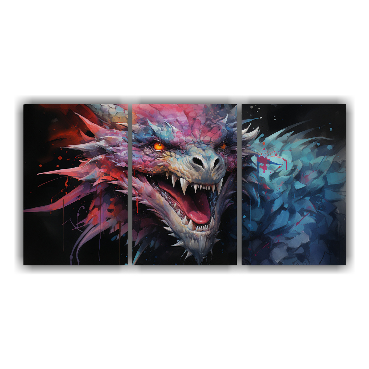 tr-ptico-lienzos-tela-patr-n-dragon-acuarelas-atmosfera-neonoir