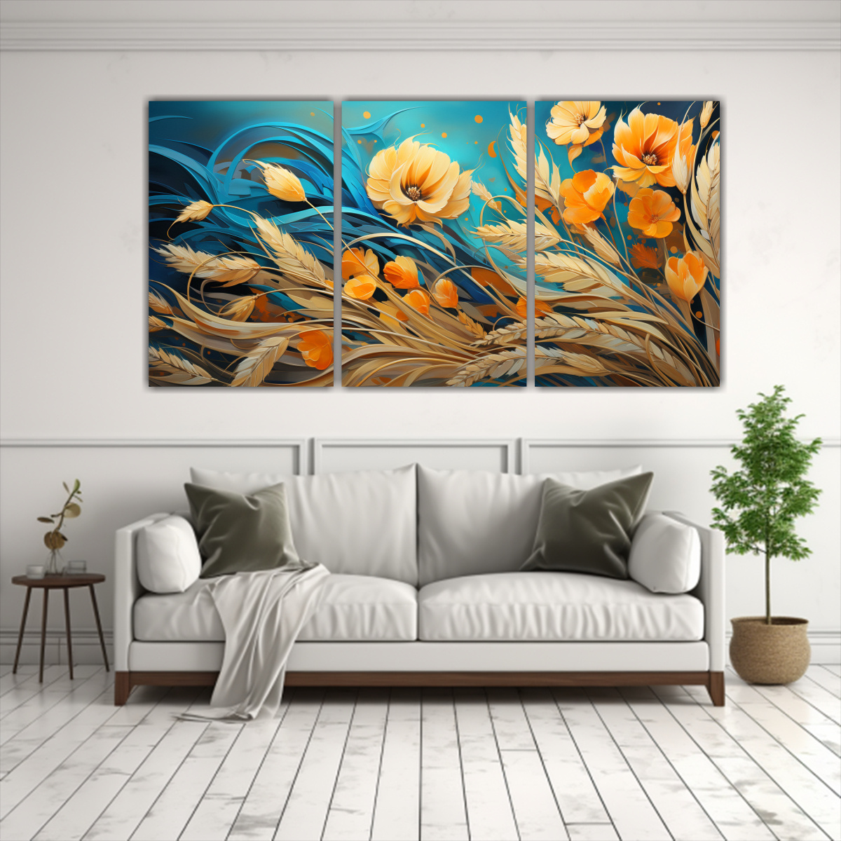 tres-telas-en-bastidor-equilibrio-trigo-en-tonos-naranja-y-azul-neonoir-1