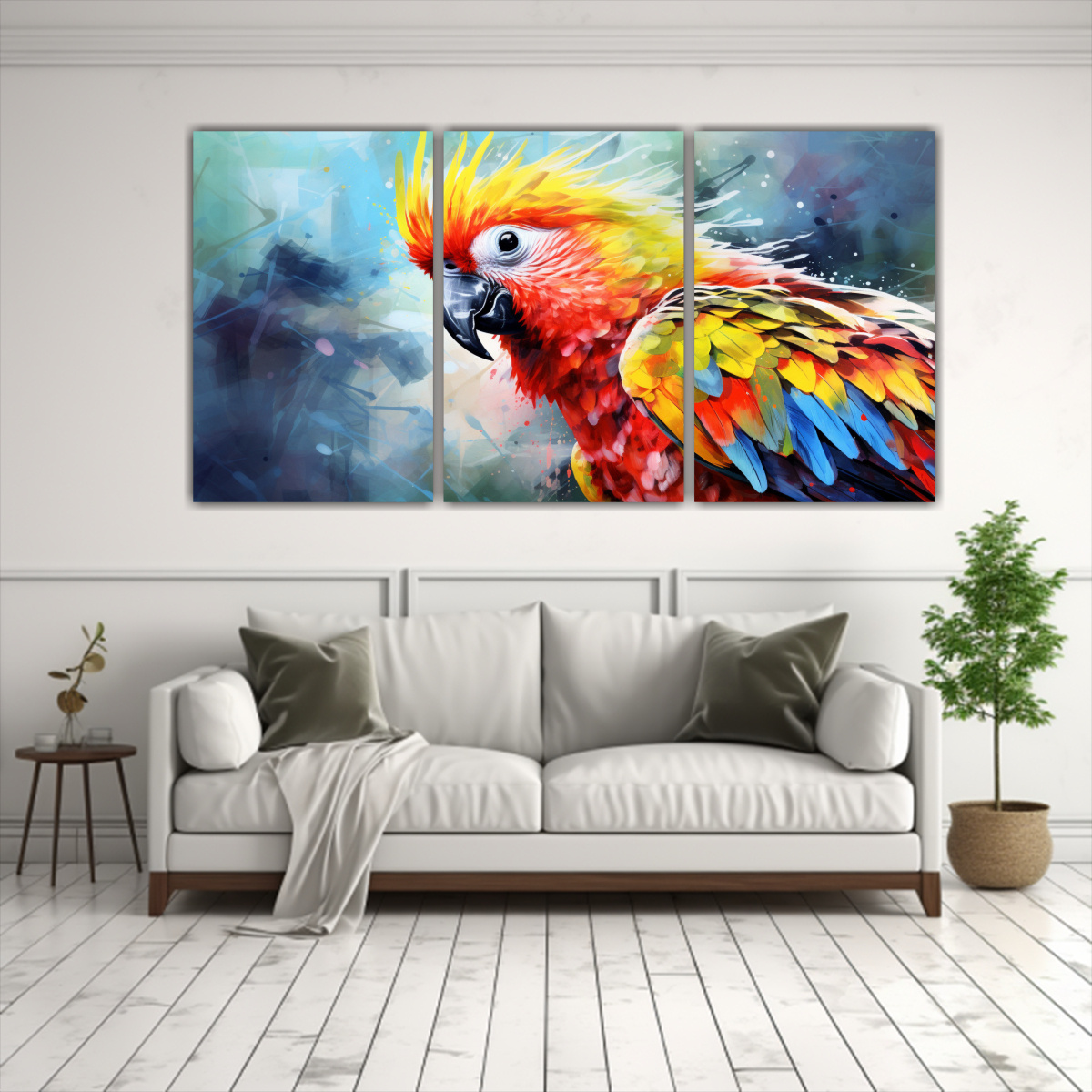 venta-de-3-lienzos-de-tela-obra-maestra-de-un-cacat-a-en-acuarelas-coloridas-1